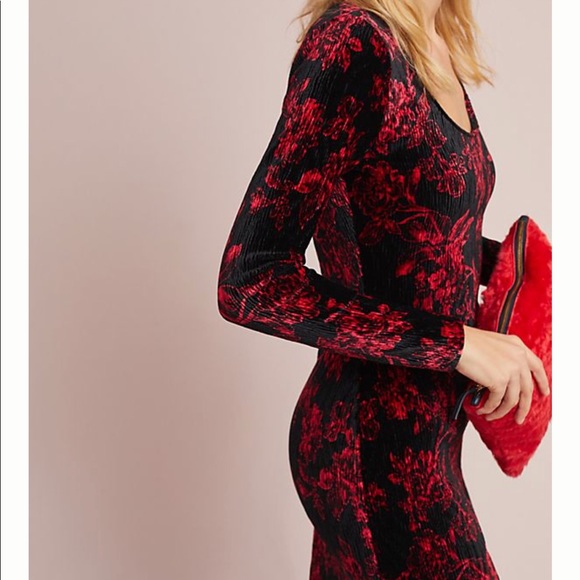 Red and black suede dress. Anthropology - Picture 1 of 4